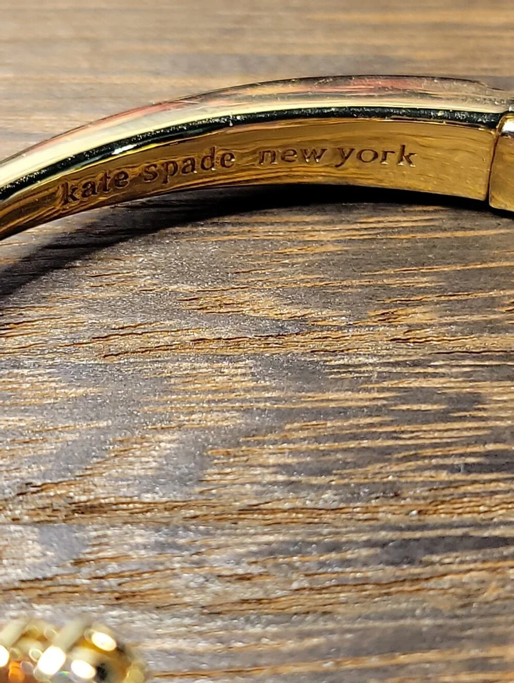 Kate Spade Little Gem Hinged Gold Tone Cuff With Multi Crystal 6 To 61/2 Inch.